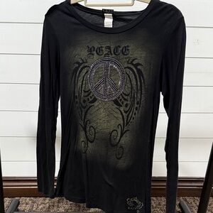 Katydid Black Long Sleeve Peace Top